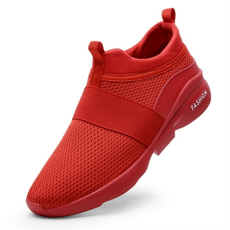 

GHFKKB Men s Running Knit Comfortable Lightweight Breathable Casual Sports Shoes Fashion Sneakers Slip-On Walking Shoes