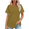 thumbnail image 2 of SDNall Loose Fitting Tops for Women Fashionable Casual Short Sleeved Loose Round Neck Solid Color Top (Green,Sizes:S-2XL), 2 of 9