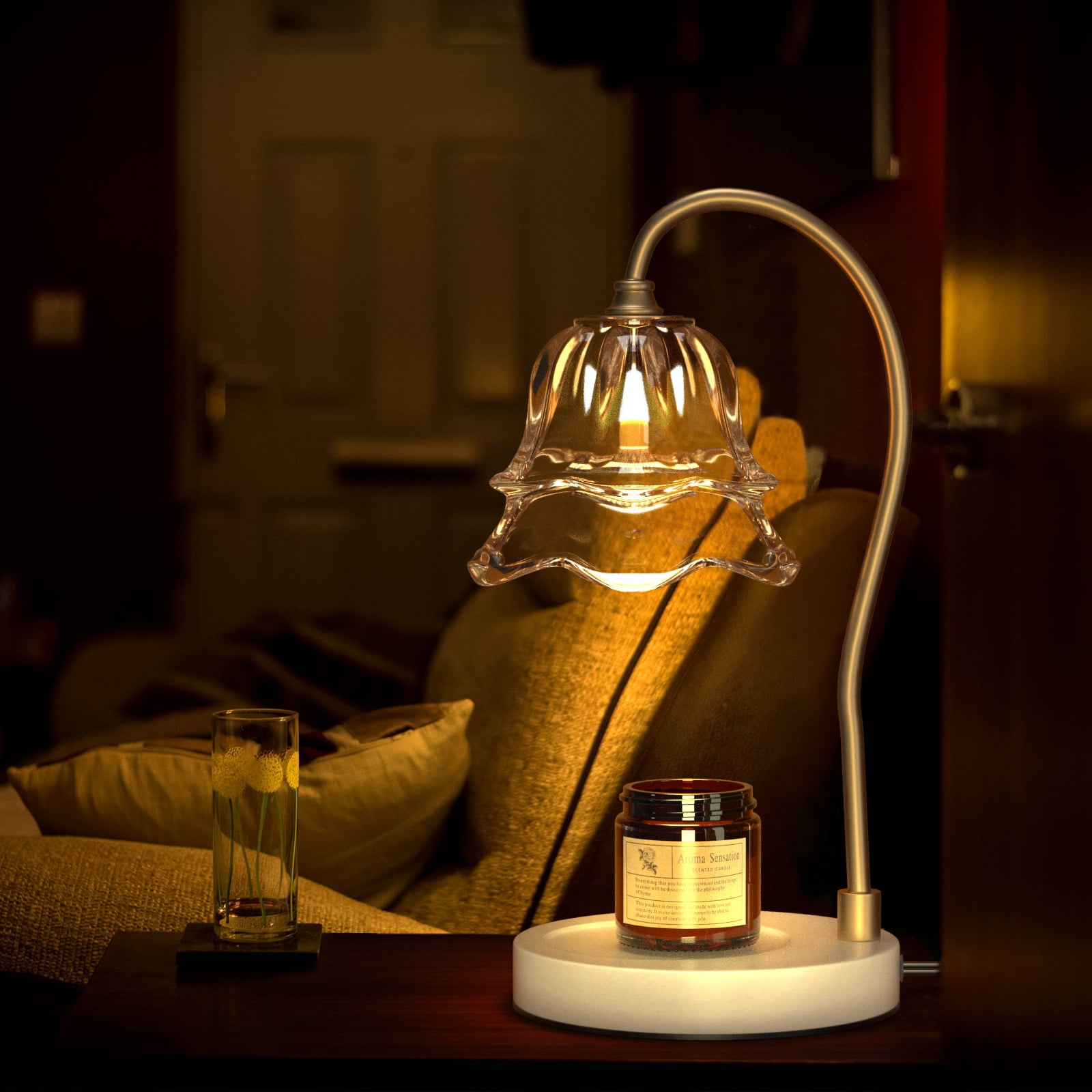 TOPTENG Candle Warmer Lamp, Dimmable Lantern with Timer, Wax Melt for Scented Candles, Compatible with Small & Large Jar, with 2 Light Bulbs Flower