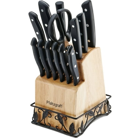 Pfaltzgraff 14-Piece Stamped Triple Riveted Wire Base Knife Block