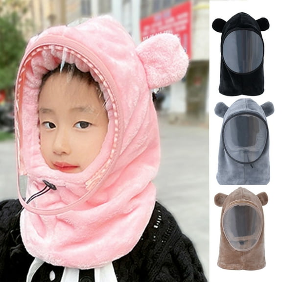 Dress Choice Kids Boys Girls Ski Mask Windproof Winter Plush Adjustable Face Neck Warmer Hat for Cold Weather Winter Sports Skiing Cycling