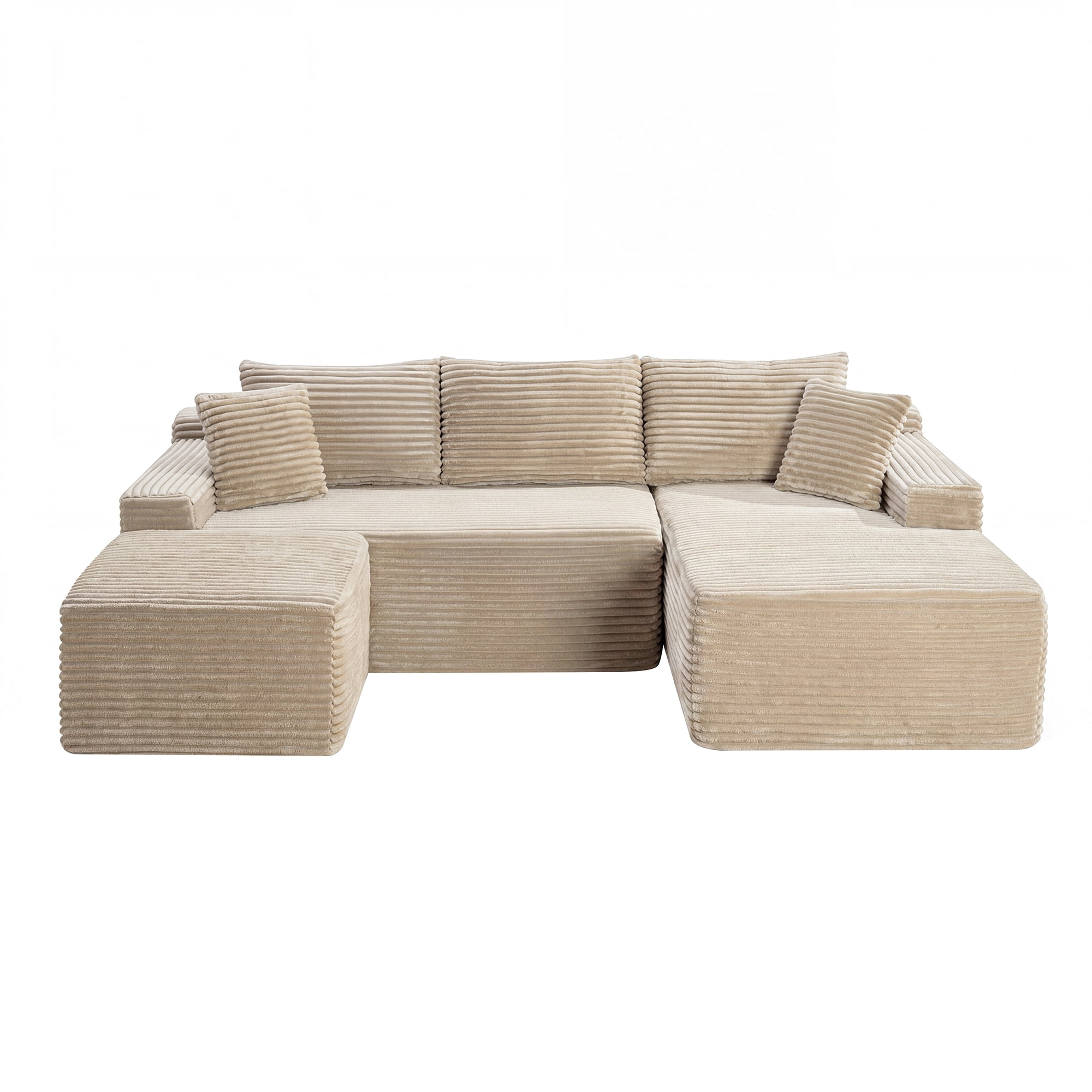 MOONMISS Small Modular Sectional Sofa with Movable Chaise and Ottoman,U-Shaped Boneless Cloud Couch for Living Room Apartment,Camel(Right Facing Chaise)