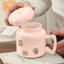 12 Oz Coffee Cup With Lid Novelty Animal Print Decorative Firing Irregular Cup Thick Handle Super Appearance For Family And Friends/ Cartoon Ceramic Mirror Cup Ba