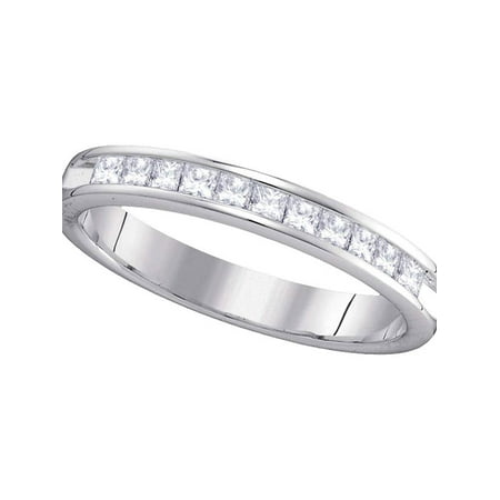 Ct Tw Princess Diamonds Band - 14kt White Gold Womens Princess Diamond Single Row Wedding Band 1/2 Cttw