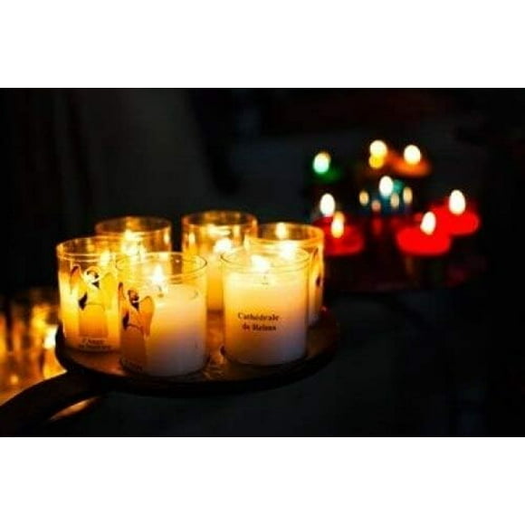Posterazzi Votive candles Cathedral Reims Marne Champagne-Ardenne France Poster Print by Panoramic Images, (36 x 24)