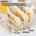 thumbnail image 4 of Big Capacity Pencil Case, 3 Compartments Simple Storage Aesthetic Pencil Case, Large Capacity Pencil Pouch Handheld Pen Bag Cosmetic Portable Gift (Beige), 4 of 10