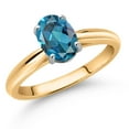 thumbnail image 2 of Gem Stone King 10K Yellow and White Gold London Blue Topaz Solitaire Engagement Ring for Women (1.50 Cttw, Oval 8X6MM, Gemstone November Birthstone, Available in Size 5, 6, 7, 8, 9), 2 of 4