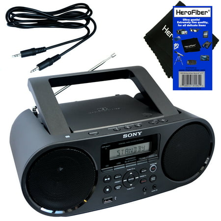 Sony Bluetooth & NFC (Near Field Communications) MP3 CD/CD-R/RW Portable MEGA BASS Stereo Boombox with Digital Radio AM/FM tuner & USB Playback + Auxiliary Cable & HeroFiber® Gentle Cleaning (Best Sony Portable Cd Player)