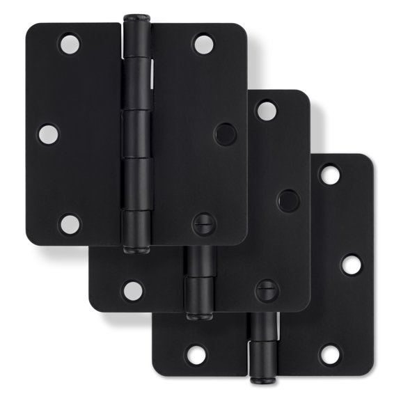 Miseno MDH3513BK 3-1/2 X 3-1/2 Plain Bearing 1/4" Radius Corner Door Hinge - Black