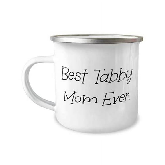 Tabby Cat Gifts For Friends, Best Tabby Mom Ever, Reusable Tabby Cat 12oz Camper Mug, From Friends