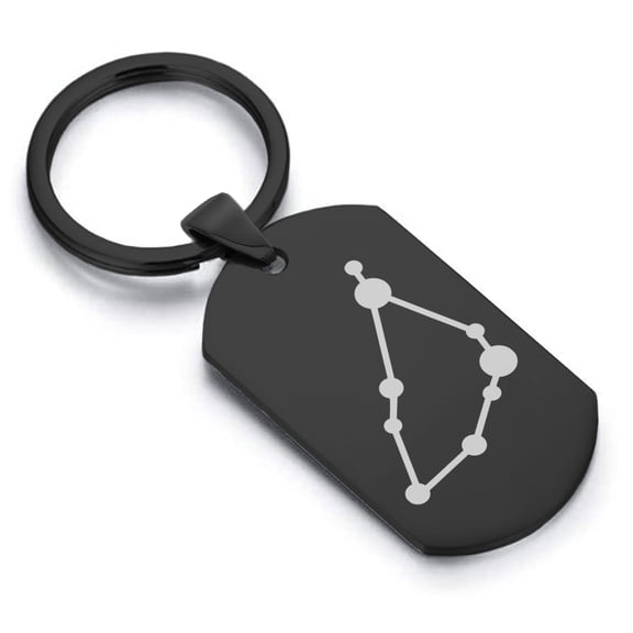 Stainless Steel Capricorn (Sea Goat) Astrology Constellation Dog Tag Keychain Circle Ring