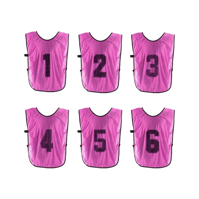 Uxcell Gilet d'Entraînement de Soccer, Maillots Réversibles Numérotés Pinnies Rouge Rose 18 Pouces