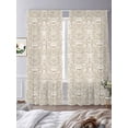 thumbnail image 3 of Beige Damask Sheer Curtains 96 Inch Length 2 Panels Set, Vintage Country Scroll Floral Patterned Voile Window Treatment Semi Sheer Long Curtains Drapes for Bedroom/Living Room/Kitchen 52"x96"x2, 3 of 7