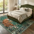 thumbnail image 2 of Moynesa 5'x7' Vintage Tiger Area Rug, Washable Tropical Boho Rug for Living Room Bedroom Dining Sunroom, Distressed Botanical Floral Accent Carpet, Soft Low Pile Non Slip Stain Resistant, Green, 2 of 12