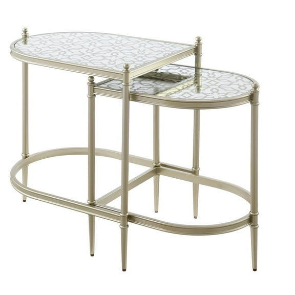 Acme Furniture Zaba TV Stand, Glass & Champagne Finish
