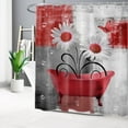 thumbnail image 2 of HVEST Vintage Farmhouse Floral Shower Curtain, Daisy Flower Butterfly on Bathtub Bathroom Curtain Red and Gray Polyester Fabric Decor Curtain with Hooks, 72X72 inch, 2 of 7