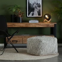 Jani  Lafayette 22" Square Black Pouf Ottoman