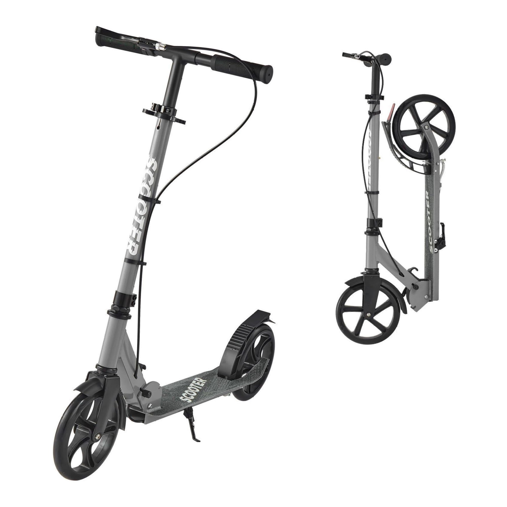 Kick Scooter for Kids Ages 8+ Teens & Adults - Adjustable Height Foldable 220lbs Capacity - Lightweight 2-Wheel Scooter with Wide Deck