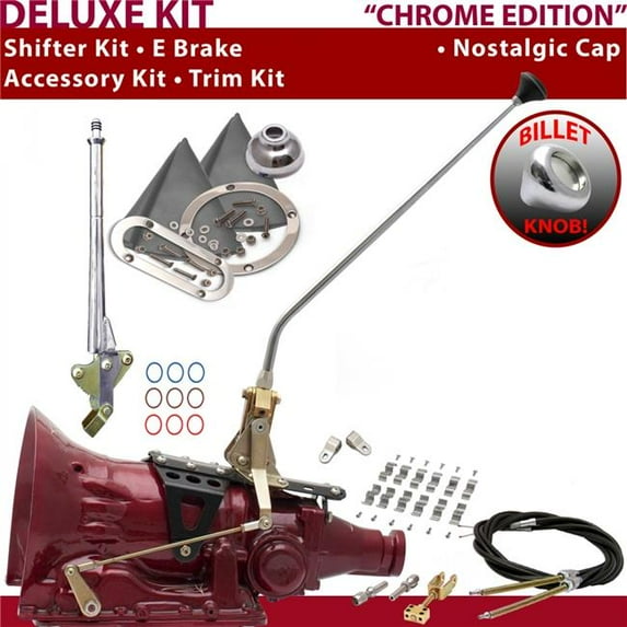 American Shifter FMX Shifter Kit Chrome 23 in. E Brake Cable Clamp Clevis Trim Kit for F3EF4