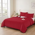 thumbnail image 2 of Full Quilt Set 78''x90'', Pure Red Lightweight Summer Bedspread Coverlet Set with 2 Pillow Shams, Simple Solid Color Breathable All Season Quilt Bedding for Bedroom/Guest Room, 2 of 9