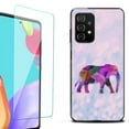 thumbnail image 1 of Slim-Fit Flexible TPU Gel Phone Case (black) for Samsung Galaxy A52 5G, with Tempered Glass Screen Protector, by OneToughShield ® - Elephant /Polygon, 1 of 3