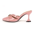 thumbnail image 3 of YOWMNS Women's Closed Pointed Toe Pumps Buckle Strap Slip On Stiletto High Heels Patent Leather Casual Comfortable Mules Shoes (Pink,8), 3 of 5