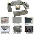 thumbnail image 7 of Vcatnet 13 Pieces Patio Furniture Outdoor Sectional Sofa Wicker Conversation Set with Fire Pit Table and Coffee Table for Garden,Porch,Gray stripes, 7 of 7