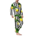 thumbnail image 2 of Hirioo Lemons on Striped for Men's Pajama Sets 2 Piece Pjs Men's Long-Sleeved Pajama Set Button Down Sleepwear,S-XXL-Large, 2 of 7