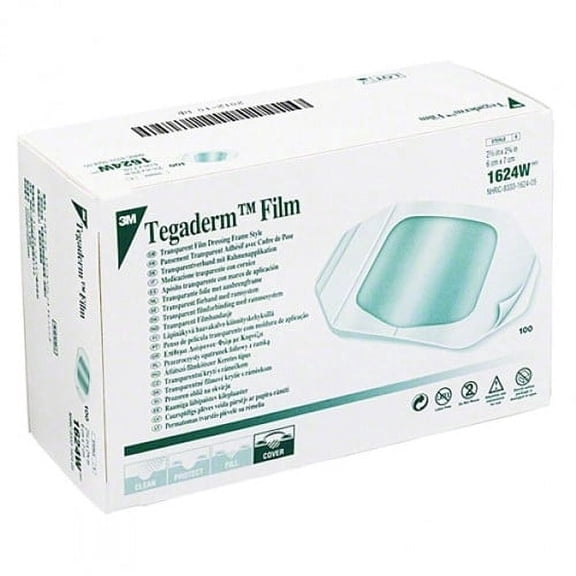 3M - Tegaderm Transparent Film Dressing Frame Style 1624W - 1 Box of 100