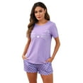 thumbnail image 4 of Short Sleeve Cotton Pajamas Sets for Women 2pc Women's Shorts Pajama Set Women's Cat Print Pajama Set Womens Summer Pajamas Sets Soft Loungewear Sets for Women, S-XXL, 4 of 13