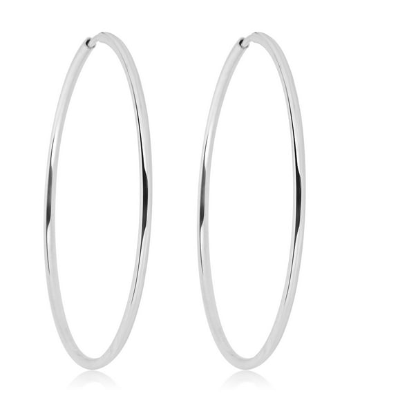 AVORA 925 Sterling Silver 1.25mm Thick 38mm Hoop Earrings