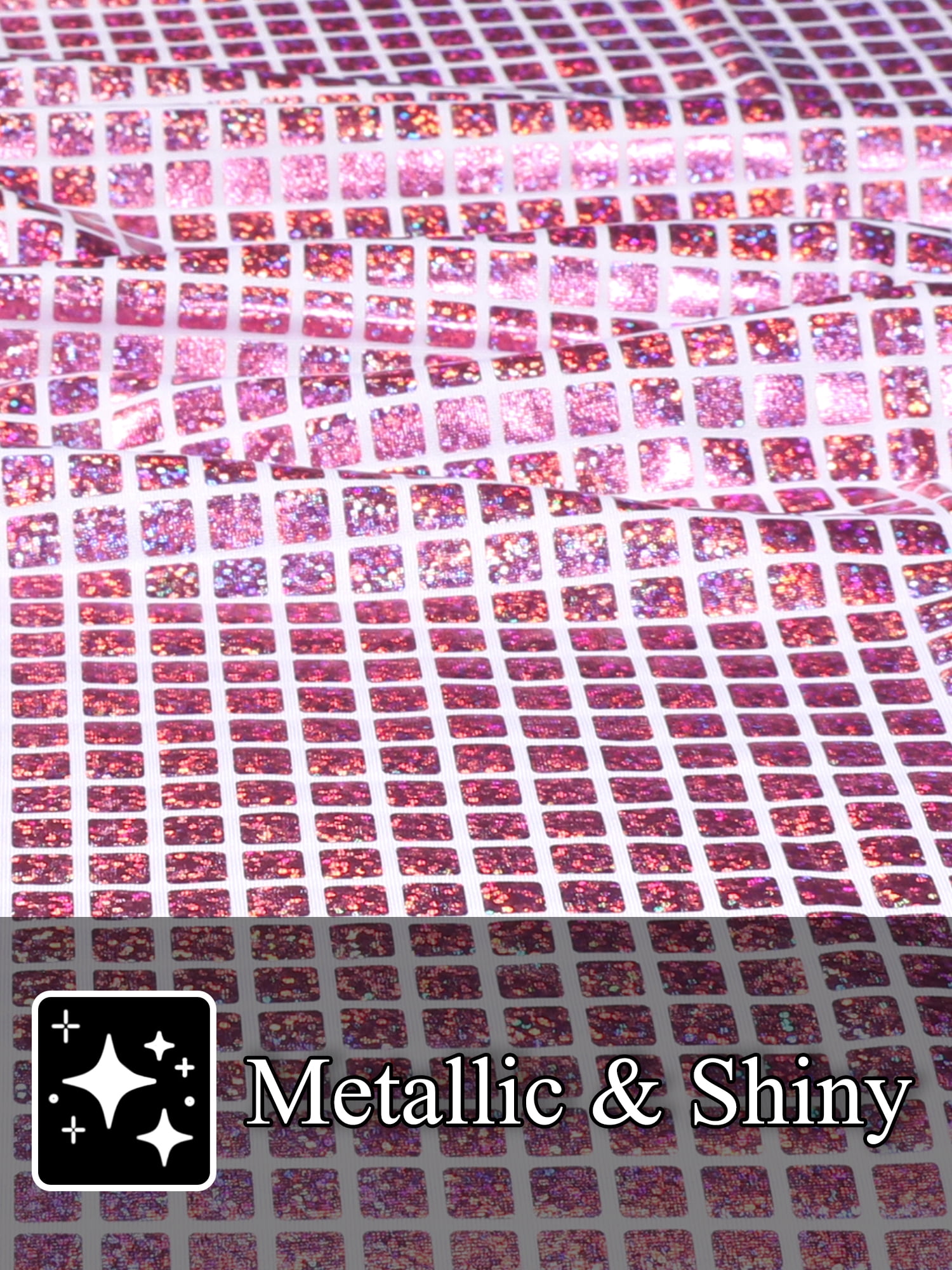 DARING DIVA Men's Metallic Round Neck Short Sleeves Sparkle Glitter T-Shirt S Pink