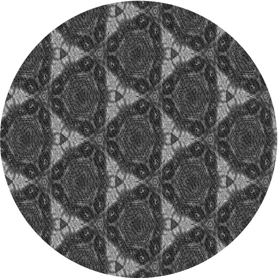 Ahgly Company Machine Washable Indoor Round Transitional Charcoal Black Area Rugs, 8' Round