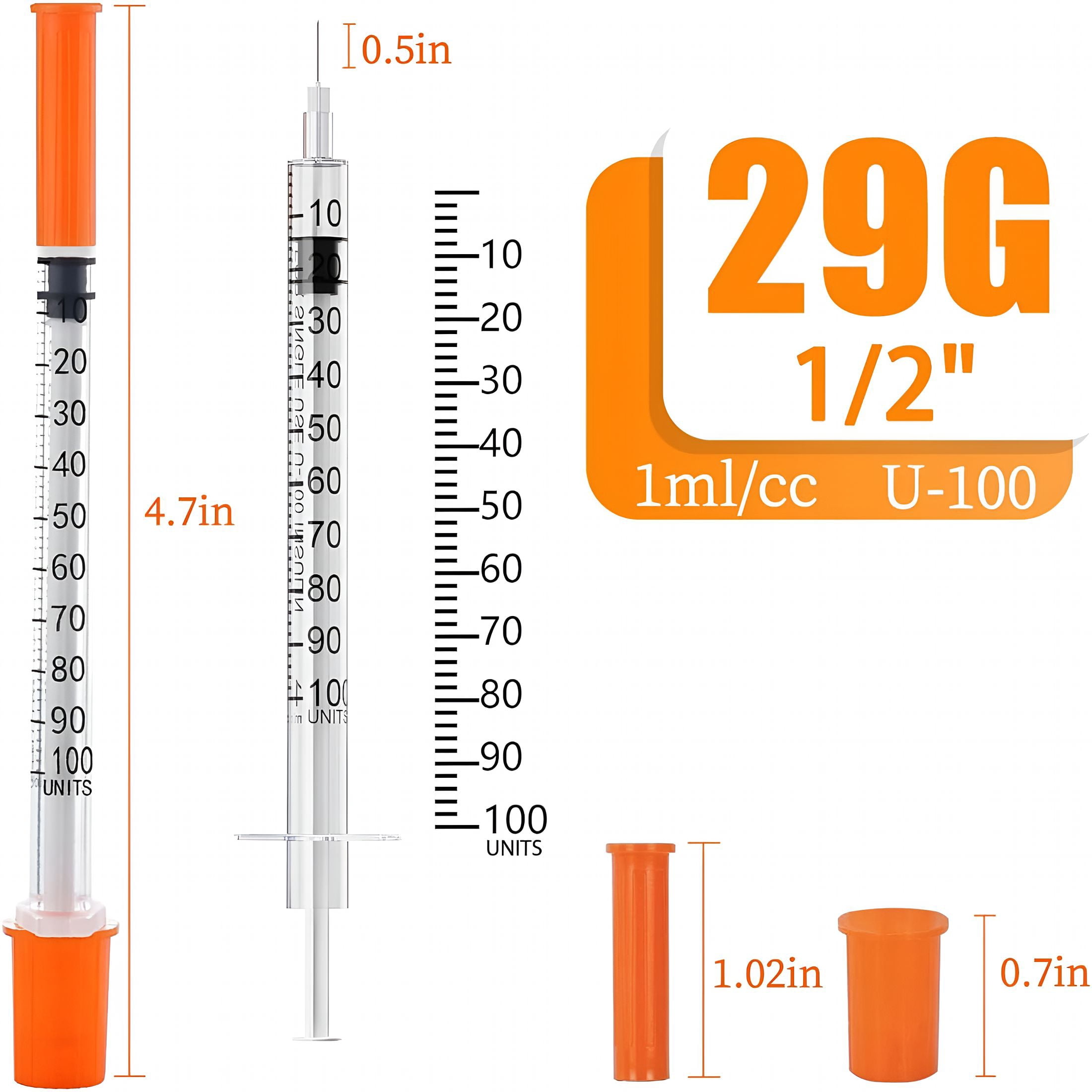 XIRQI 30Pack 1Cc Syringes with 29G 1/2"(13Mm) Needle,Laboratory Supplies,Individually Packaged (1Cc 29G 1/2"-30Pack)