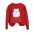 thumbnail image 4 of Penkiiy Chandail en Molleton Imprimé Cœur pour Femmes Manches Longues Col Rond Décontracté Ample Vintage Amour Graphique Chandail Tops S Rouge, 4 of 5