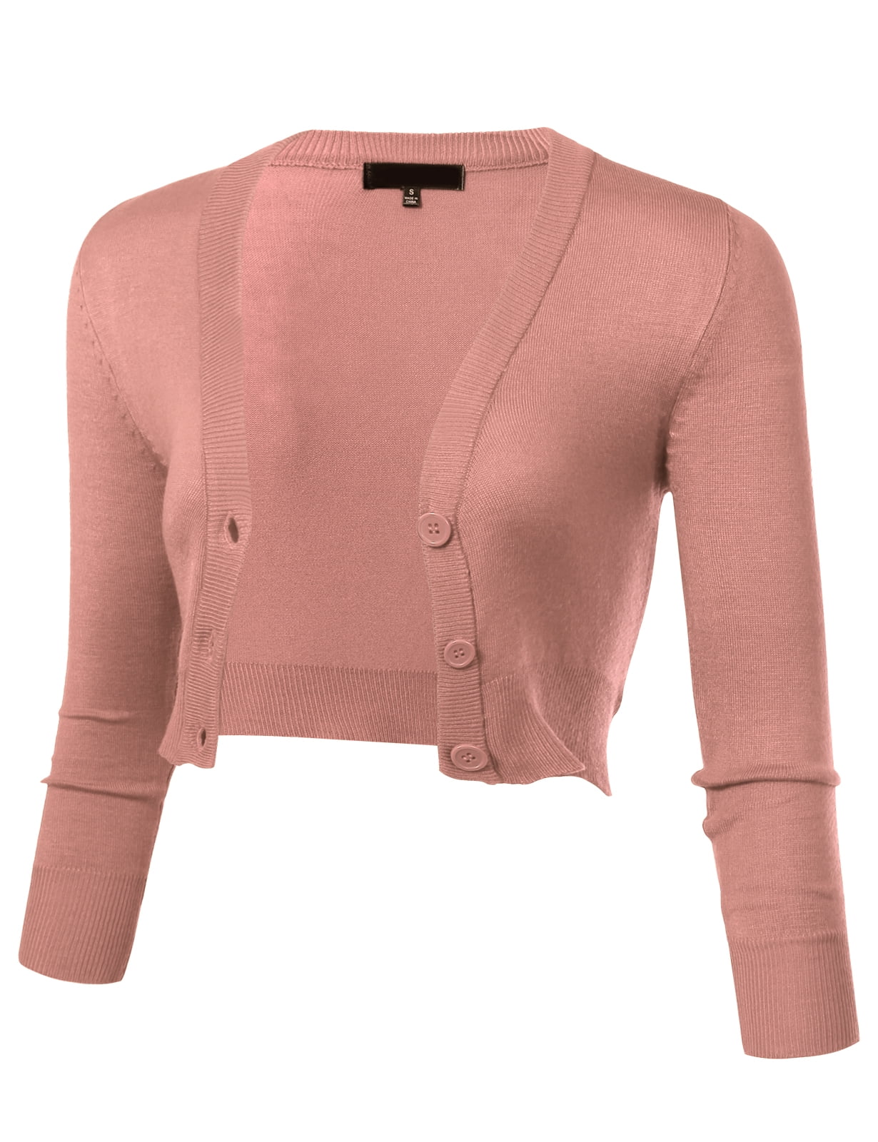 Allsense - Allsense Women's Bolero Button 3/4 Sleeve Cropped Cardigan ...