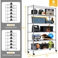thumbnail image 3 of NiamVelo 6 Tier Wire Shelving Unit with Wheels 2100 LBS Heavy Duty Adjustable Metal Shelves Storage Shelves 45"x18"x82", Silver, 3 of 8