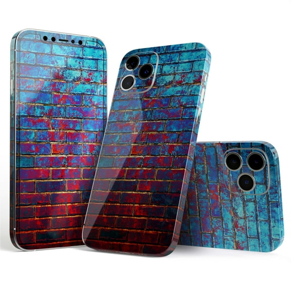 DesignSkinz Vivid Blue Brick Alley Full-Body Skin Decal Wrap Cover for iPhone 16