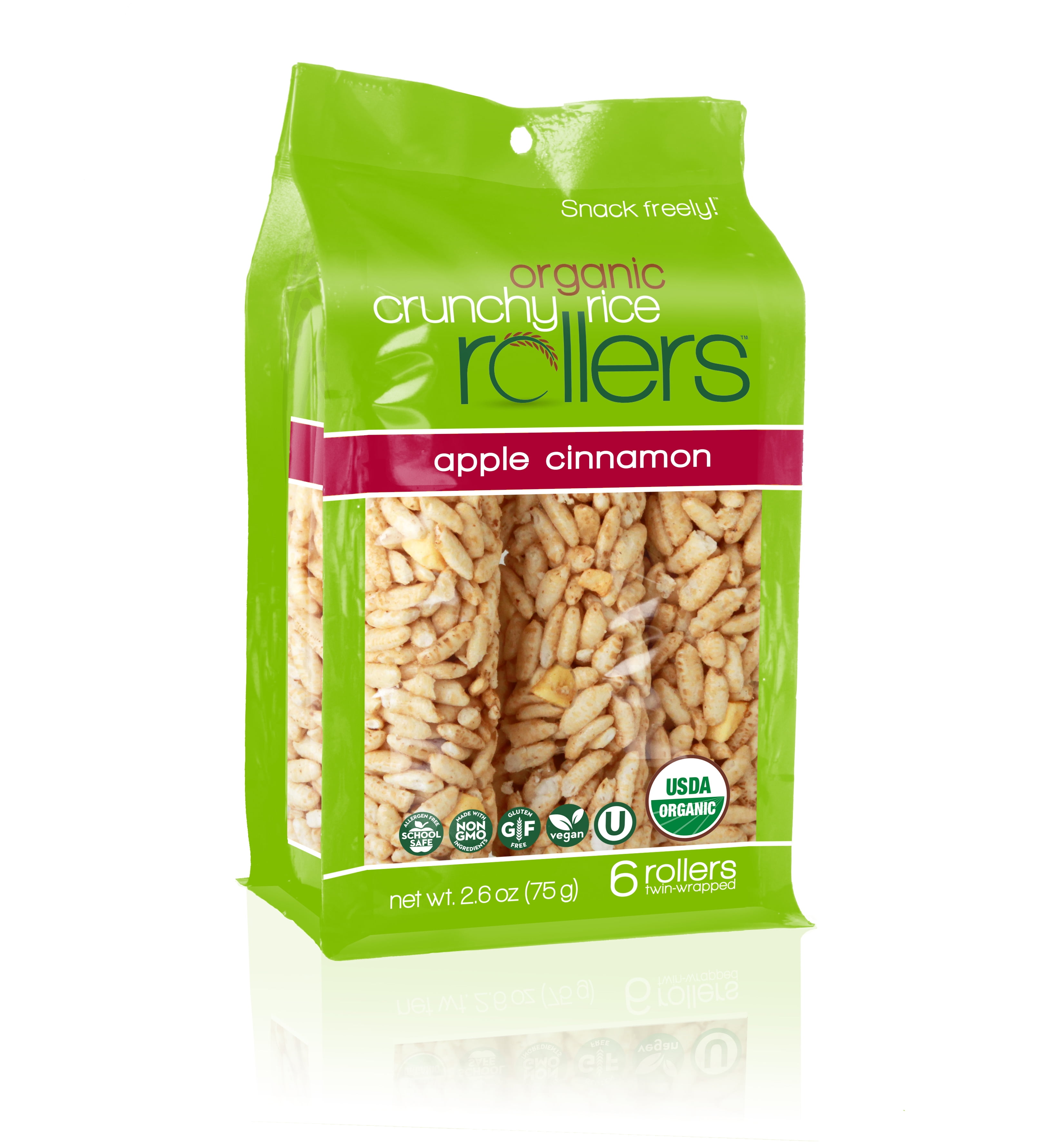 Crunchy Rice Rollers, Apple Cinnamon, 6 Ct