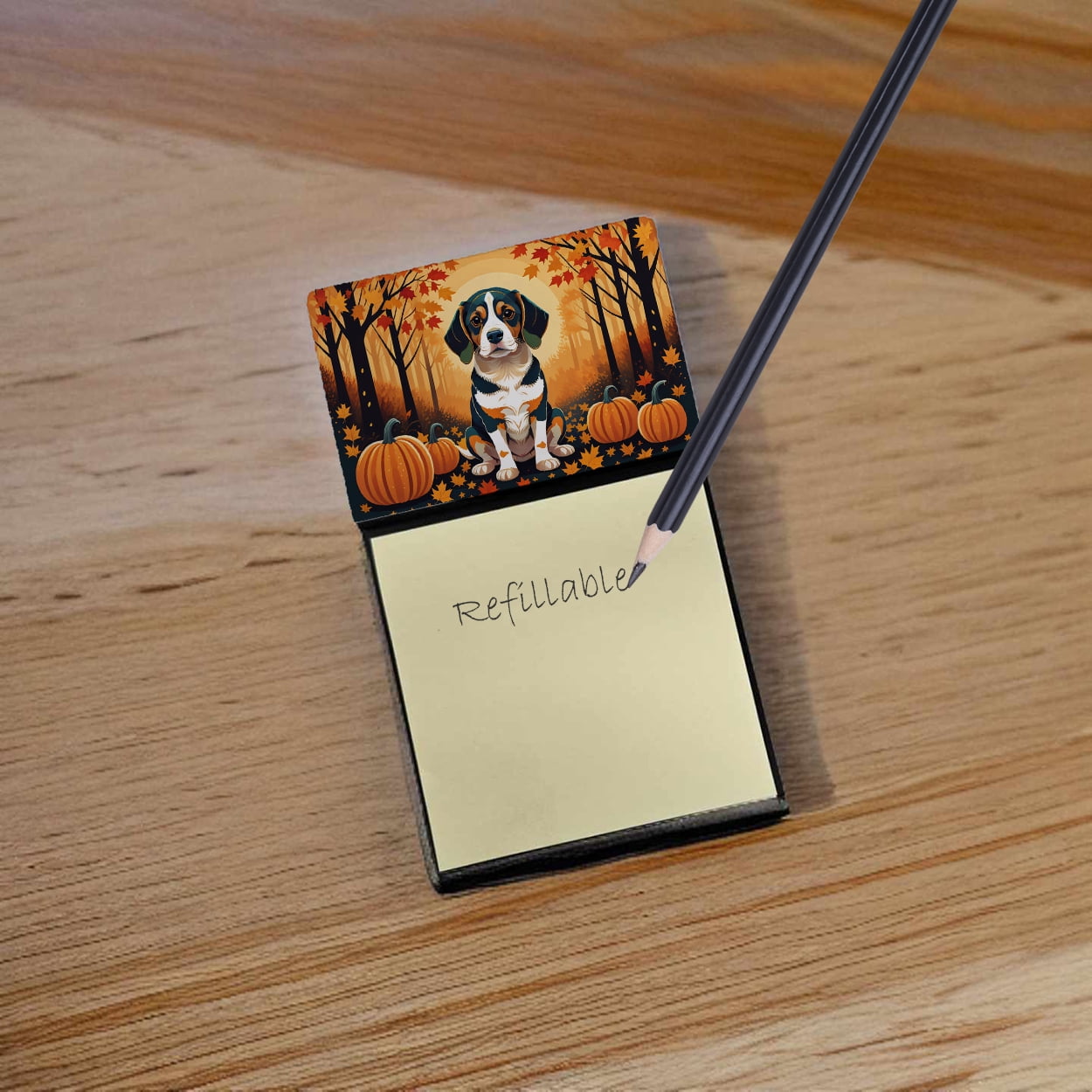 Beagle Fall Sticky Note Holder 3.25 in x 5.25 in