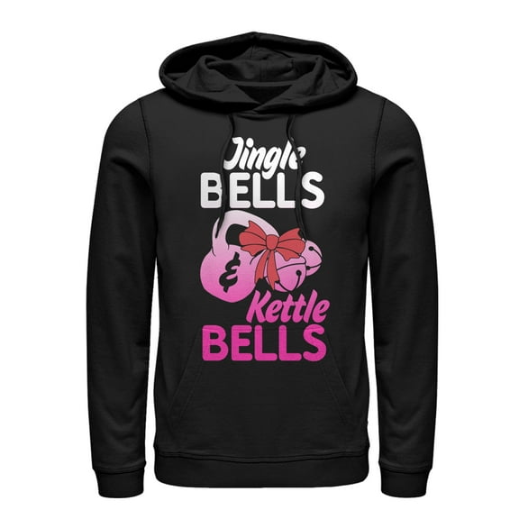 Women's CHIN UP Christmas Jingle and Kettle Bells  Pull Over Hoodie Black Medium