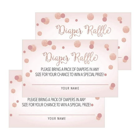 25 Blush Diaper Raffle Ticket Lottery Insert Cards For Pink Girl Baby Shower Invitations, Supplies and Games For Baby Gender Reveal Party, Bring a Pack of Diapers to Win Favors, Gifts and (Best Raffle Prizes Under $50)