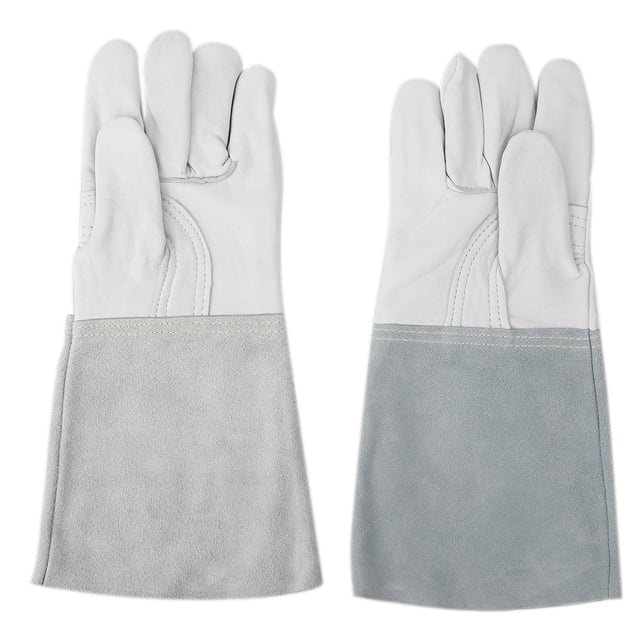 Par de guantes de soldador de piel de oveja, guantes protectores de trabajo de manga larga para soldar, montar a caballo y transportar