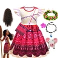 thumbnail image 2 of Movie Girls Princess Moana 2 Cosplay Costumes Kids Birthday Party Dress Up Halloween Fly Sleeves Dress Stage Performance Clothes, 2 of 5