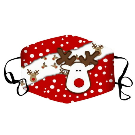 Egmy 1pc Christmas Print Mouth Masks for Protection Face Mask Washable Earloop Mask