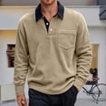 thumbnail image 4 of Men Polo Shirt Long Sleeve Button Tee Shirts Slim Fit Khaki Men TShirts, 4 of 4