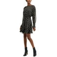 thumbnail image 2 of I.N.C Womens Ruffled Paisley Mini Blouson Dress, Black, Medium, 2 of 5