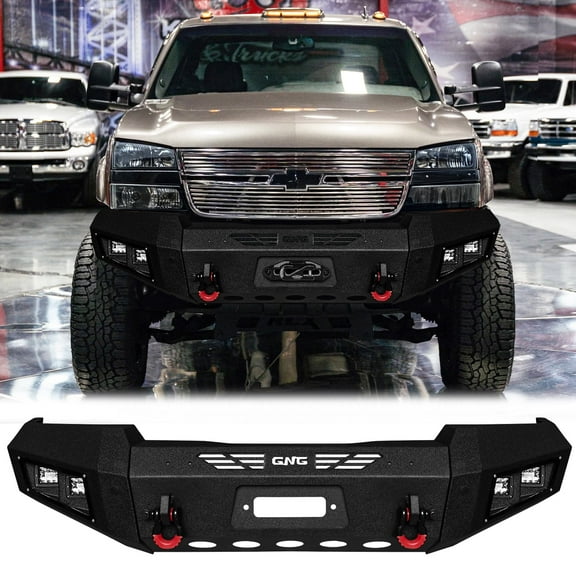 Vijay Front Bumper Compatible with 2003-2004-2005-2006 Chevrolet Silverado 2500HD/3500HD with Winch Seat and LED Lights and D-Rings