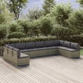 thumbnail image 1 of vidaXL 10 Piece Garden Lounge Set with Cushions Grey Poly Rattan, 1 of 5