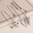 thumbnail image 2 of HSHDLDF Pendulum Set Copper Metal Pendulum for Dowsing Divination Witchcraft Reiki Balance Meditation Fate Quiz Pendulum Divination Tool Silver 3 Pcs, 2 of 6